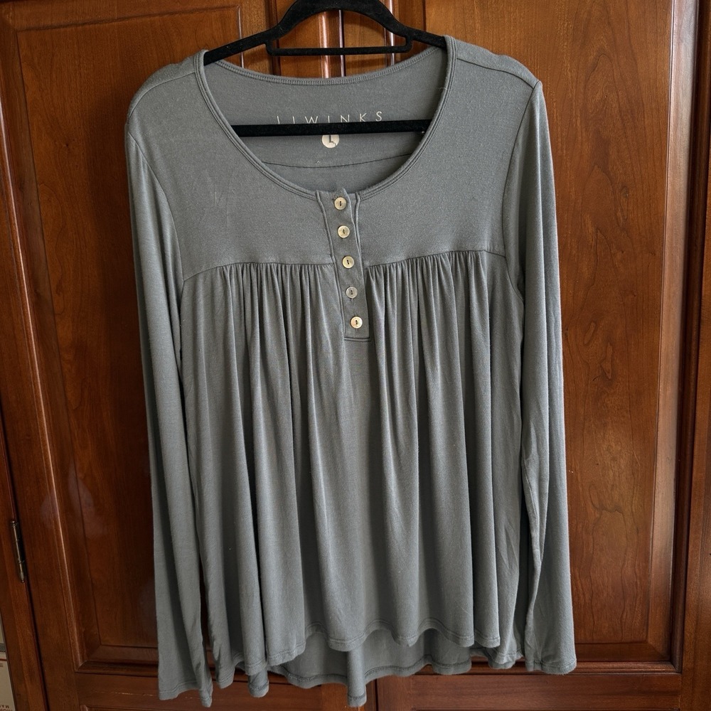 JJ Winks Full Moon Braless Long Sleeve Lounge Wear Top Women's Size Large Gray‎